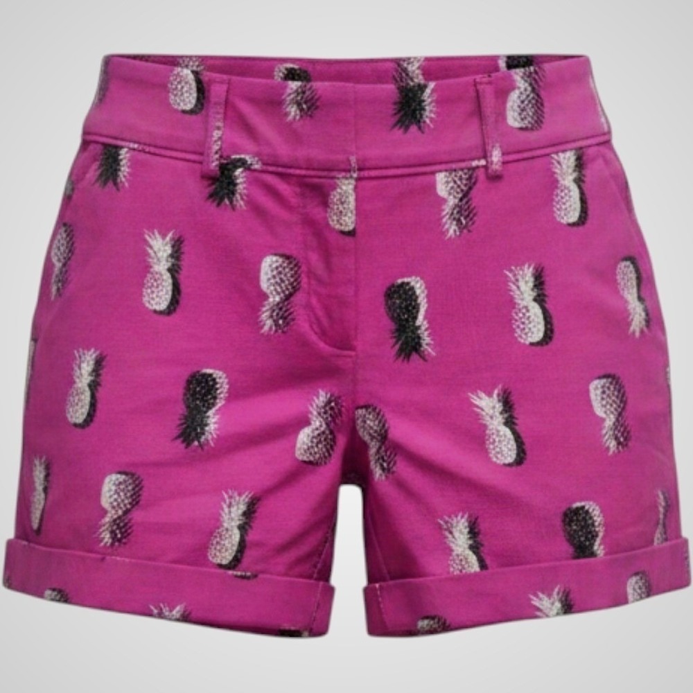 Apt. 9 Pineapple Print Shorts Mid Rise Magenta Pink Tropical Summer 6